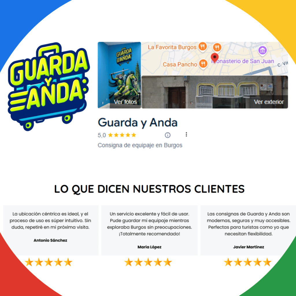 Reseñas de clientes satisfechos con Guarda y Anda, servicio de guarda equipaje en Burgos