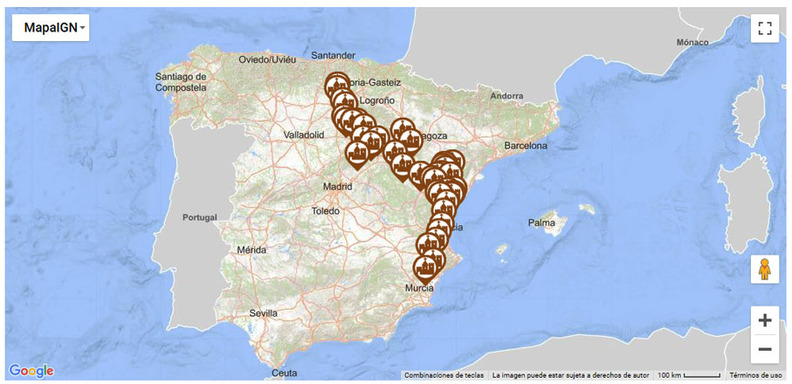 mapa de la ruta del camino del cid para bicigrinos